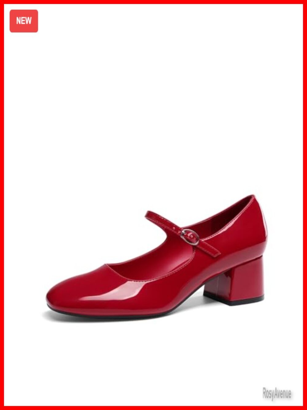 Mary Jane Low Block Heel Pumps Faux Leather Ankle Strap Dress Shoes
